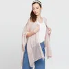 Truedames Solid Knitted Mesh Trimmed Ruana Poncho In Pink