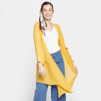Truedames Solid Long Cardigan In Yellow