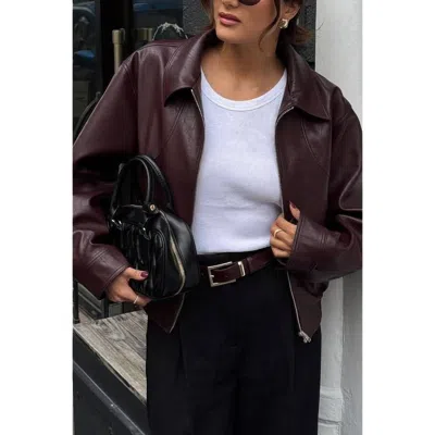 Truedames Solid Long Sleeve Short Lapel Zipper Jacket In Animal Print