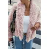Truedames Solid Long Sleeves Elegant Faux Fur Jacket In Pink