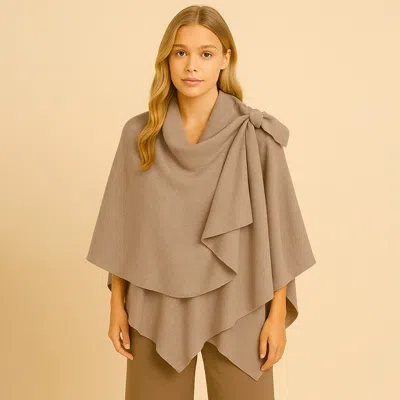 Truedames Solid Lurex Ruana Poncho In Brown