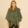 Truedames Solid Lurex Ruana Poncho In Green