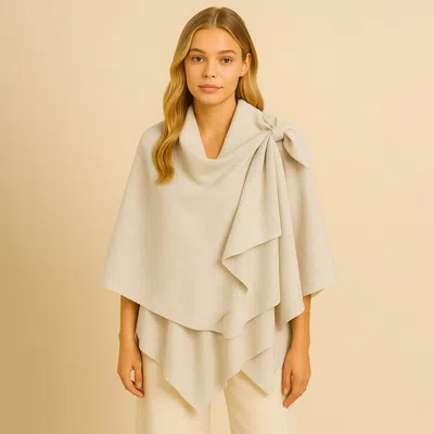 Truedames Solid Lurex Ruana Poncho In White