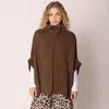Truedames Solid Neck Button Cardigan In Brown
