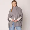 Truedames Solid Neck Button Cardigan In Gray