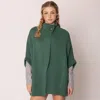 Truedames Solid Neck Button Cardigan In Green