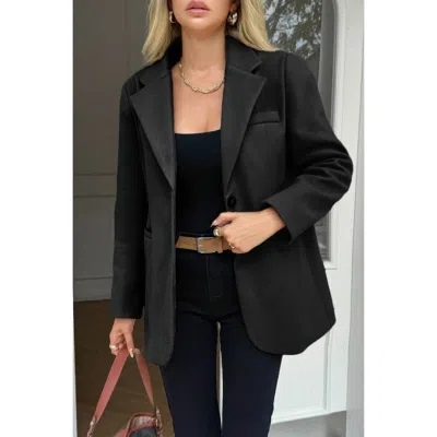 Truedames Solid Notch Lapel Single Breasted Blazer In Black