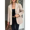 Truedames Solid Notch Lapel Single Breasted Blazer In Neutral