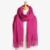 Truedames Solid Oblong Scarf With Tassels In Pink
