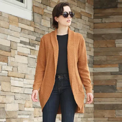 Truedames Solid Open Cardigan In Brown
