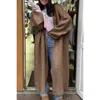 Truedames Solid Open Front Knit Long Body Cardigan In Brown
