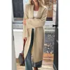 Truedames Solid Open Front Knit Long Body Cardigan In Neutral