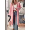 Truedames Solid Open Front Knit Long Body Cardigan In Pink