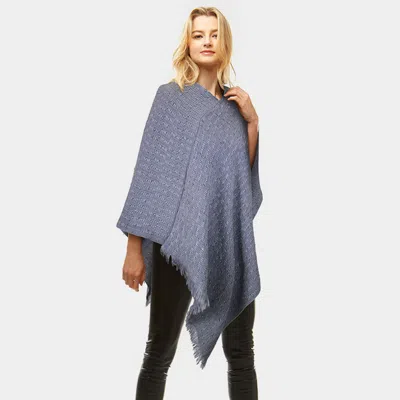 Truedames Solid Plaid Poncho In Gray