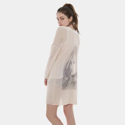 Truedames Solid Portrait Print On Back Cardigan In White