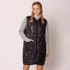Truedames Solid Quilted Long Vest In Black