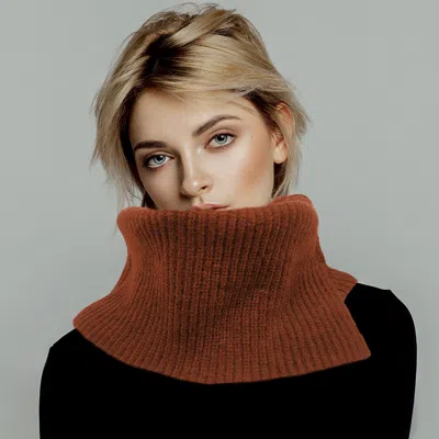 Truedames Solid Ribbed Knit Snood Scarf In Brown