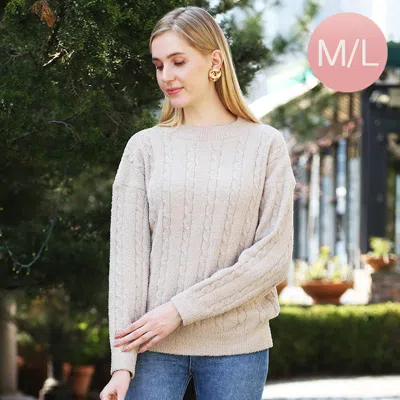 Truedames Solid Ribbed Sweater In Neutral
