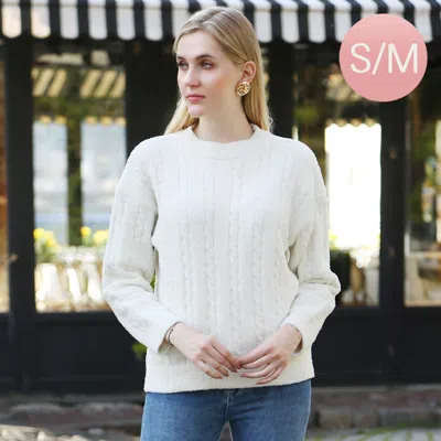 Truedames Solid Ribbed Sweater In White