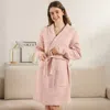 Truedames Solid Robe With Pockets And Belt In Pink