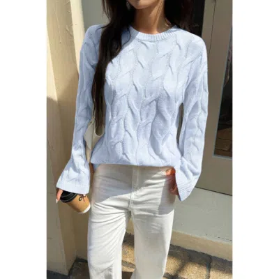 Truedames Solid Round Neck Knit Loose Sweater In Blue