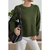 Truedames Solid Round Neck Long Sleeve Drop Shoulder Sweater In Brown