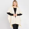 Truedames Solid Ruffle Knit Ruana Poncho In Neutral