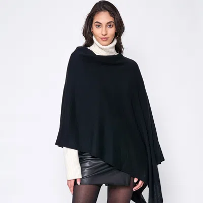 Truedames Solid Scarf Poncho In Black