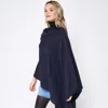 Truedames Solid Scarf Poncho In Blue