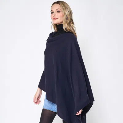 Truedames Solid Scarf Poncho In Blue