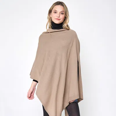 Truedames Solid Scarf Poncho In Brown