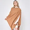 Truedames Solid Scarf Poncho In Brown