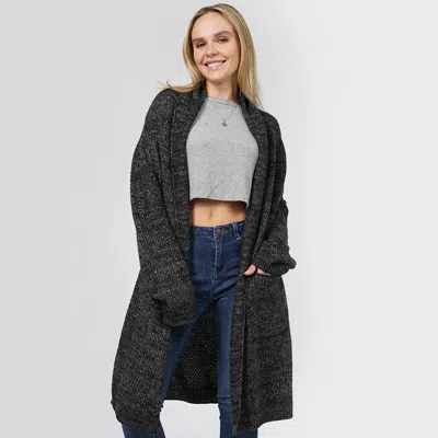 Truedames Solid Shawl Collar Knit Cardigan In Gray