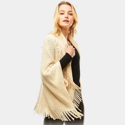 Truedames Solid Shrug Fringe Cardigan In Multi
