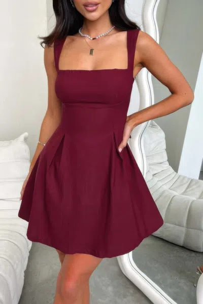 Truedames Solid Sleeveless Fit Wide Strap A Line Dress In Brown