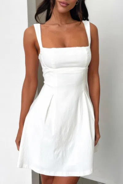 Truedames Solid Sleeveless Fit Wide Strap A Line Dress In White
