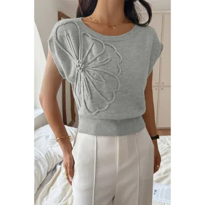 Truedames Solid Sleeveless Knit Loose Fit Vest In Gray