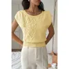Truedames Solid V Neck Sleeveless Knit Loose Vest In Yellow