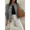 Truedames Solid Soft Knit Button Loose Cardigan In Gray