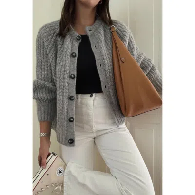 Truedames Solid Soft Knit Button Loose Cardigan In Gray