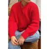 Truedames Solid Soft Knit Button Loose Cardigan In Red