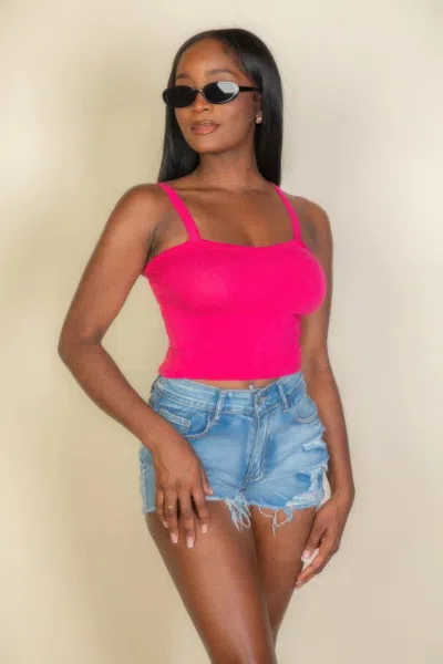 Truedames Solid Strap Tank Top In Pink