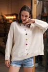 Truedames Solid Sweater With Colorful Buttons In Sand