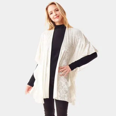 Truedames Solid Velvet Shawl Poncho In Beige