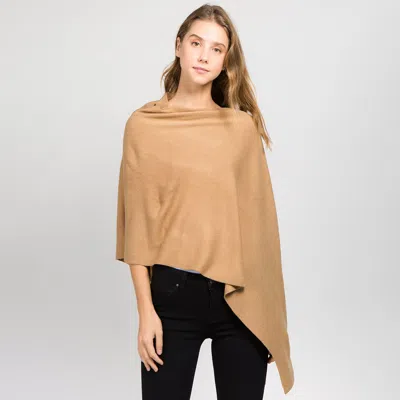 Truedames Solid Versatile Asymmetrical Poncho Wrap / Scarf In Brown