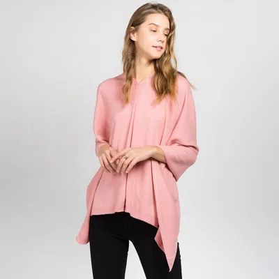 Truedames Solid Versatile Asymmetrical Poncho Wrap / Scarf In Pink