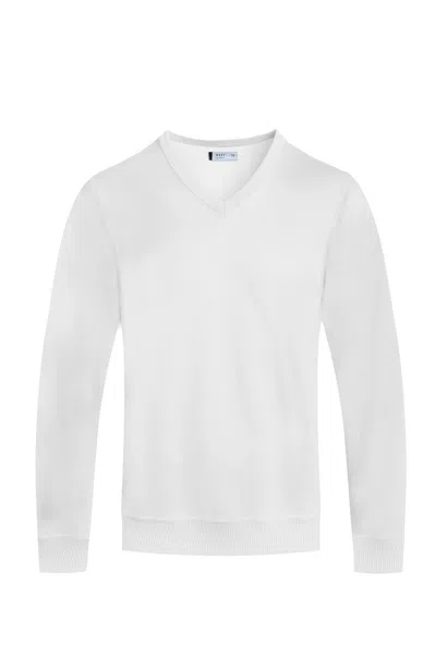 Truedames Solid V-neck Sweater In White