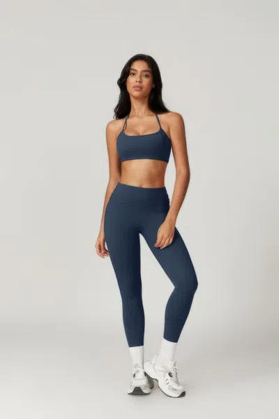 Truedames Solid Yoga Gym Fit High Ecastic Legging In Blue