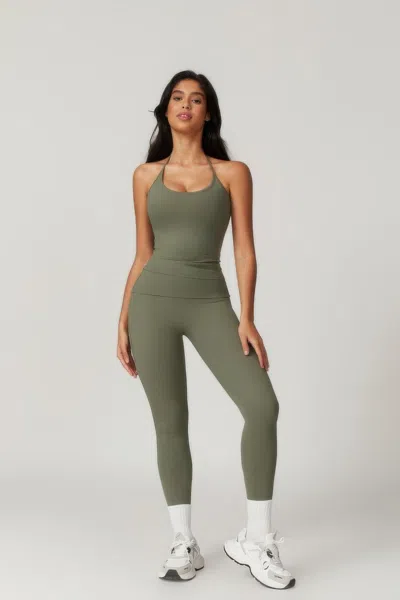 Truedames Solid Yoga Gym Fit High Ecastic Legging In Green