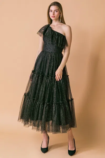 Truedames Some Fresh Air Fuchsia Tulle Midi Dress In Black